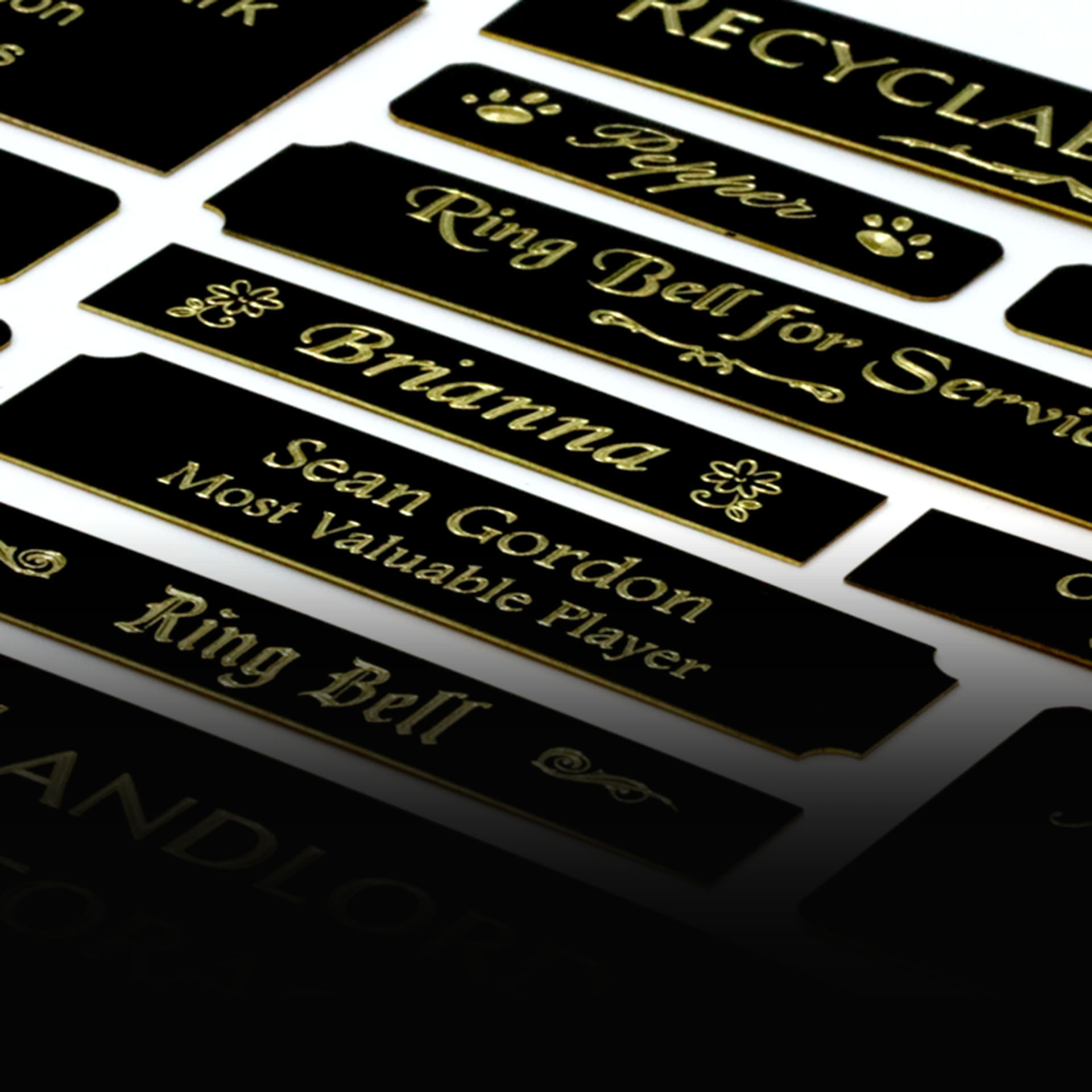 Engraved Black Coated Brass Plates